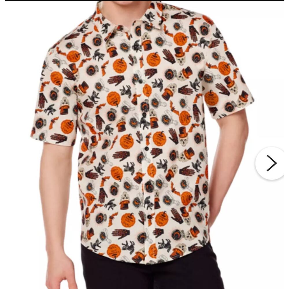 Spirit Halloween Men’s Retro Rockabilly Button Up Collared Shirt Size Medium